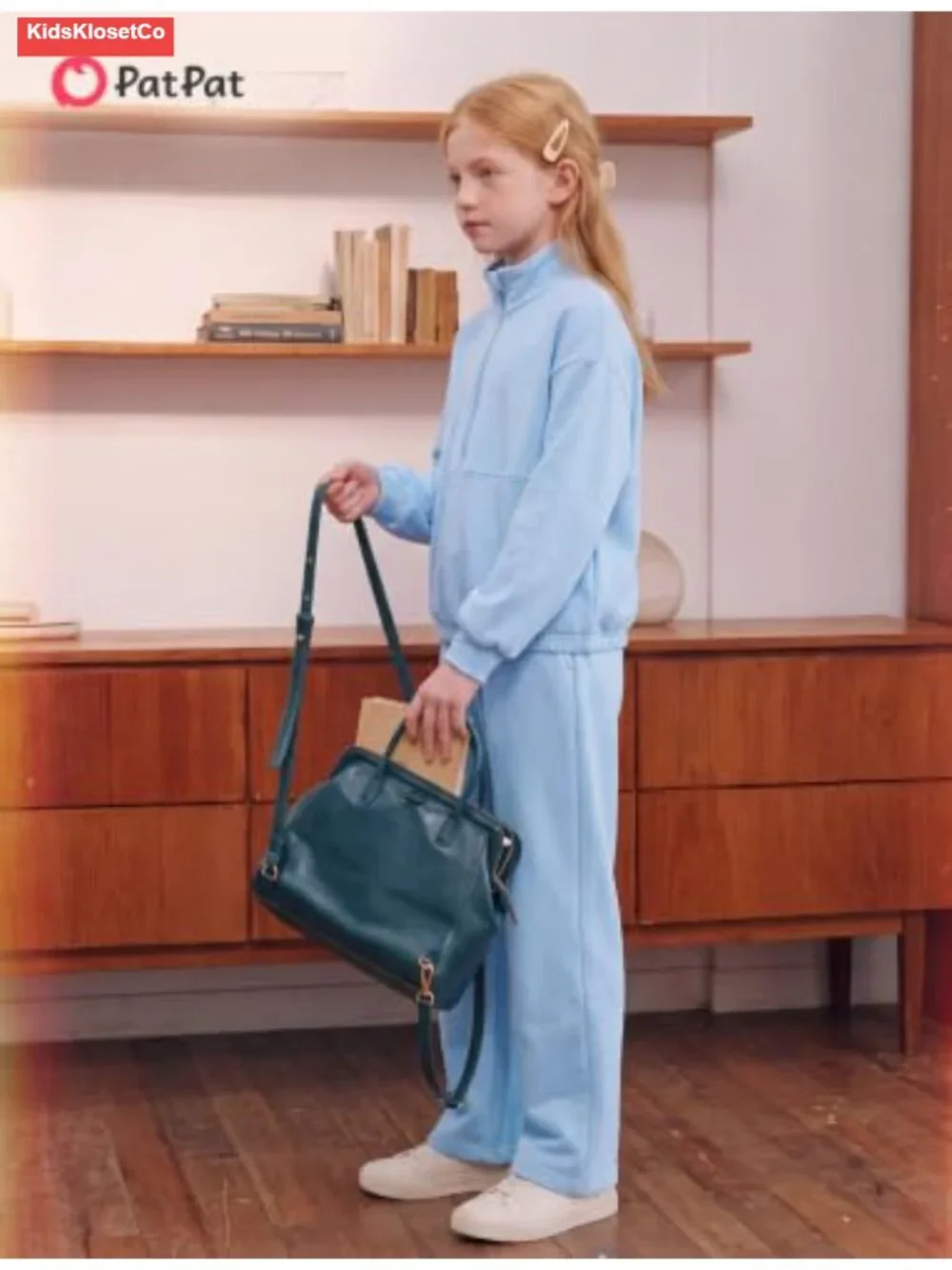 Girls 2-Piece Sweatsuit Half Zip Hoodie Wide Leg Pants Set 5-16Y
